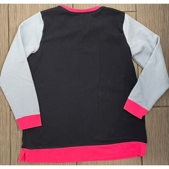 Lands' End Serious Sweats Women's Navy/Pink Colorblock Sweatshirt Size Large - Picture 3 of 4